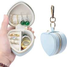 BOOVO 1 Stück Herzförmige Ring Box Schlüsselanhänger, Mini Reise Schmuckbox zum Aufbewahren von Eheringen, tragbarer Reißverschluss Ohrring und Halskette Organizer, Geschenk für Frauen, Weihnachtsgeschenk - Verschiedenfarbig - Übersicht 10