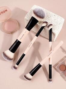 MAANGE 4/5件套专业双头化妆刷套装，高品质合成刷毛，适用于液体、膏状和粉状产品，包含粉底刷、腮红刷、修容刷、眼影刷和遮瑕刷等，可用于晕染、轮廓修饰和面部彩妆，是适合所有肤质的最佳化妆工具，非常适合日常使用和旅行，是送给女性和女孩的理想礼物。 - 彩色 - 查看 6