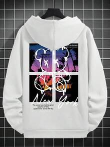 Freizeitbequemer Herren-Hoodie - Baumwoll-Polyester-Mischgewebe, geeignet für Herbst und Winter - Weiss - Übersicht 2