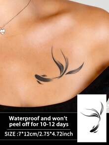 1 pieza Tatuaje temporal realista, diseño de sirena y pez dorado semi-permanente, resistente al agua y al sudor, dura 1-2 semanas, efecto de jugo de hierbas naturales, no reflectante, unisex, aplicable a brazos, pecho, piernas, abdomen, cintura, dedos, cuello, espalda, arte corporal moderno