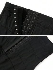 女士塑身短裤，收腹提臀，束腰，交叉设计 - 黑色 - 查看 8