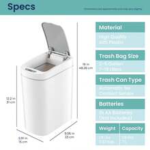 Cubo de basura con sensor de movimiento, 6.8 l, color blanco - Blanco - Ver 2