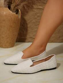 Wide Fit Women's Pointed Toe Low Heel Slip-On Flat Shoes, Brown Color, Casual Everyday Wear, Lightweight & Comfortable, Spring/Summer, Imported Plus Size 36-43, Random Pattern - White Mig - View 5