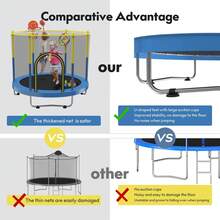 72" Trampoline For Kids With Net,6 FT Indoor & Outdoor Small Toddler Trampoline With Basketball Hoop & Dart Board For Ages 1-8 - Blue - View 5