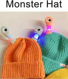Gorro de monstruo de saturación, gorro de punto de monstruo pequeño brillante y lindo para padres e hijos en invierno, gorro de saturación - Morado - Ver 4