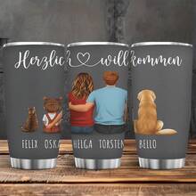 1pc 12oz/20oz/40oz Heartwarming Family Tumbler With Lid And Straw, Winter Insulated Travel Mug, Gift For Women Men, Ideal For Christmas, Memorial, Christmas, Birthday Gift, Iced/Hot Coffee Cup For Office - 40盎司粉紅色 - 查看 4