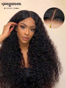 MEGALOOK Pre-Cut 6x5 Lace Water Wave Wig 100% Human Hair - Pre Bleached & Pre Plucked Natural Hairline Glueless Wig 180% Density 18-30 Inch Long Wig Natural Black Color No Glue Needed Curly Wig - Beginner Friendly Natural Looking Durable & Long-Lasting Lightweight Cap All-Day - SNatural - View 1