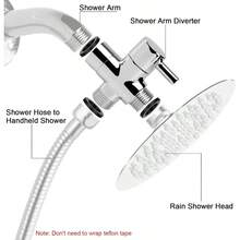 1/2" Solid Alloy Shower Arm, Universal 3-Way Diverter Valve, Suitable For Handheld And Fixed Shower Heads, Replacement Adapter Component (Chrome Plated Surface) - Chrome Finish - View 3