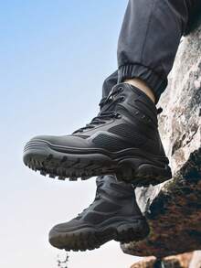 Women's Upgraded Thick Waterproof High-Top Protective Shoes, Tactical Boots With European Standard Steel Toe Cap, Anti-Smash, Anti-Puncture, Soft Rubber Sole, Fashionable Work Functional Boots