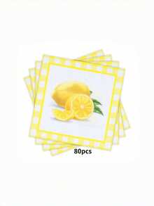 مناشف ورقية مربعة يمكن التخلص منها، ذات طباعة ليمون طازجة، ديكور مثالي لحفلات العطلات والمطاعم