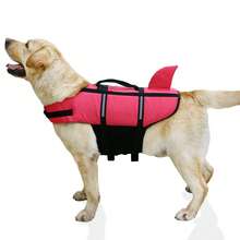 Chaleco salvavidas ajustable para perros, estilo tiburón con alta flotabilidad y asa de rescate, adecuado para perros pequeños, medianos y grandes para nadar y navegar - Rosa Roja - Ver 7