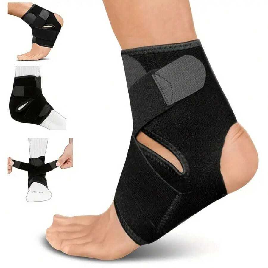 Compression Bandage Foot Wrap Ankle Support Strap Brace Sports Adjustable Size Breathable Material Optimal Blood Flow - Black - Black - View 1