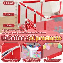 Corral Para Bebé Corral De Juegos Bebés, Corral Plegable Bebe Con Una Alfombra De Juegos, Con Aro De Baloncesto, Porteria De Soccer Y 20 Bolas Oceánicas Apto Para Uso En Interiores Y Exteriores Por Niños De 0 A 6 Años - Rojo - Ver 4