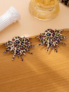1 par de pendientes de estilo retro con estampado de moda y diseño exagerado de estilo punk - Amarillo Oro - Ver 5
