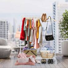 Metal Clothing Rack Garment Rack, Closet Rack Heavy Duty Hanging Racks Clothes With Top Rod And Storage Bottom Shelf, Clothes Rail Hanger Stand Hanging Coats, Skirts, Shirts 43.5 In - White - White - View 3