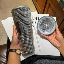 1个/710毫升大容量榴莲主题双层保温塑料杯，带吸管，夜光彩虹渐变旅行杯 - 适合居家、办公、聚会、旅行、车载、情人节和节日礼物 - 彩色 - 查看 9