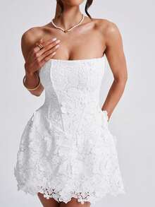 Look Polly 女士休闲优雅婚礼宴会白色婚纱 - 白色 - 查看 7