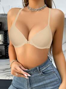 Lencería sexy de encaje beige para mujer con diseño sin espalda, cómoda y suave, de uso versátil, transpirable y con efecto de elevación. - Beis - Ver 8