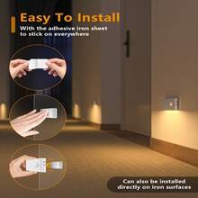 AMILL 4/2/1 PACK Motion Sensor Wall Light, Rechargeable Indoor Stair Night Light With Warm White & Type-C, Wireless Auto On/Off, Human Body Detection For Hallway Bathroom Bedroom - trắng - Xem 9