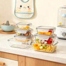 8 Stück Glass Nahrung Containers , Oven, Freezer & Dishwasher Safe, Reusable Rectangular Food Storage Containers for Lunch, Leftovers, Snacks - Durable, Space-Saving Design, Food-Safe Glass, Multi-Purpose Kitchen & Dining Organization, Microwave Safe Containers | Sleek Rectangular Containers | Durable Glass Containers, Meal Prep Containers - Grau - Übersicht 3