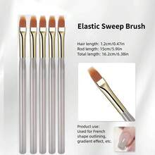 5Pcs Elastic Nail Art Sweep Brushes, DIY Gradient & Ombre Painting Tools For Gel Polish, Professional Manicure Accessories