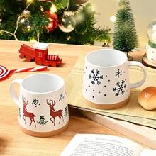 Maustic Christmas Mugs Set Of 4, Holiday Coffee Mugs With Festive Christmas Themed Design, Hot Chocolate Hot Cocoa Cups, Family Gifts, 14 OzHalloween Christmas New Year - White - View 10