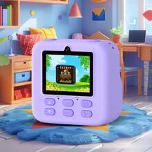 即时数码相机，1080P双镜头自拍数码相机，附赠打印纸和32G存储卡，礼品玩具，紫色/蓝色/粉色 - 彩色 - 查看 12