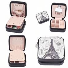 NewYoption Paris tower Pattern PU Jewelry Holder Box Display Accessories Ring Earring Bracelet Storage Zipper Case PU Leather Portable Traval Jewelry Box Organizer Black - TorredePars - Ver 1