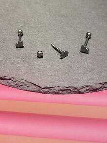 1pc Skin-Friendly Hypoallergenic Titanium Steel Heart Shaped Tongue Ring, Suitable For Drinking, Punk Style Unisex Body Piercing Jewelry - Heart-shaped Tongue Piercing - View 2