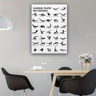 1pc Classic Pilates Exercise Yoga Fitness Teaching Wall Art Poster, Modern Home Bedroom Living Room Decorative Canvas Painting, Prints Picture Artwork, Unframed No Frame 50x70cm/19.68x27.55inch