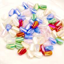 6mm/30pcs Asymmetrical Glass Beads, DIY Jewelry Making Materials, Handmade Necklace, Bracelet, Earrings, Diverse Styles, Niche Design And Luxurious Quality, Inspiration Treasure For Handicraft Lovers, Create Your Unique Fashion Statement - 6mm Glass Irregular-shaped Loose Beads - View 2