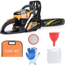 20-Inch 63CC Gas Powered Chainsaw, 2 Stroke Handed Petrol Gasoline Chain Saw With Ergonomic Handle, Small Vibration Cordless Logging Saw Woodworking Tool - 黃色 - 查看 6