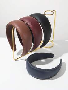 1 chiếc băng đô bản rộng bằng da PU màu trơn cổ điển, kiểu dáng đơn giản, thời trang, đa năng, màu tím nhạt cao cấp, phụ kiện tóc thanh lịch, thích hợp cho mùa thu/đông. - Nhiều màu - Xem 13