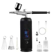 1pc Rechargeable 1000mAh Mini Air Compressor Kit Air Brush Spray Gun For Face Beauty Nano Fog Mist Sprayer Professional Airbrush Kit, Dual-Action Spray Gun For Makeup, Nail Art, Model Painting & Cake Decorating