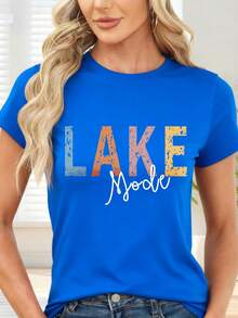 Lake Mode Print T-Shirt In Multicolor Colors For Lake Holidays - Blue - View 6