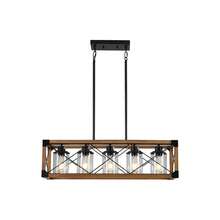 32'' Chandelier Fixtures LED Pendant Light Rectangle Oak 5 Lights Farmhouse(Local Delivery) - trắng - Xem 11