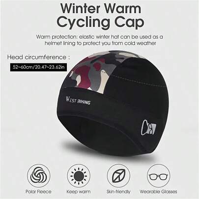 Cycling Skull Cap Warm Ear Protection Helmet Liner Outdoor Sports Windproof Fleece Bicycle Cap