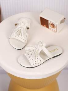 1 Pair Children's Tassel PU Casual Fashion Slippers, Suitable For Summer