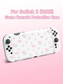 Cute Pink Floral Pattern Compatible Accessories Set For Switch2 (2025)/Switch NS/Switch OLED, Including Game Console Protective Case/Controller Cover/Storage Bag, TPU Soft Shell, Stylish & Practical, Portable Stand, Shockproof, Scratch-Resistant, Anti-Fouling, Fashionable & Romantic Gift - Multicolor - View 12