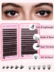 560 piezas Extensiones de pestañas en racimos estilo D-Curl 60-80D, extensiones de pestañas en racimos individuales DIY de tipos mixtos de imitación de visón delgado, incluye pegamento para pestañas, sellador y herramienta para extensión de pestañas, adecuado para extensiones de pestañas DIY en casa, uso diario y ocasiones casuales
