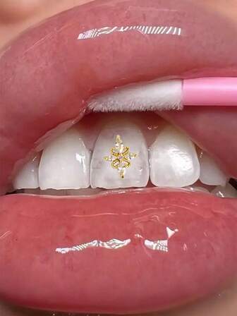 1pc Metal Hollow Carved Cross & Hip Hop Tooth Decor (Excluding Glue)