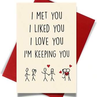 Anniversary Day Cards For Him And Her - Romantic Greeting Card With Envelope - Sweet Birthday Card For Husband Wife Girlfriend Boyfriend