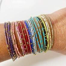 Pulseira de Contas Multicamadas Estilo Boêmio, Pulseira Trançada Feita à Mão para Mulheres