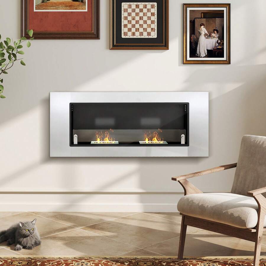 HOMCOM Outdoor Fireplace - Silver - View 1