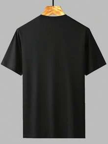 Plus Size Casual Versatile Solid Color Short Sleeve T-Shirt For Summer - Black - View 2