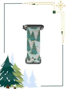 1pc Christmas Light Blue Cloud Background Golden Star Decorated Pine Tree Soft Elastic Breathable Wristband Replacement Watch Band Compatible With Samsung, Garmin, Honor Smartwatches, 38mm 40mm 41mm 45mm 44mm 42mm 46mm 49mm, Fashionable Casual Multi-Color Silicone Watch Band Compatible With Apple Watch Ultra SE/11/10/9/8/7/6/5/4/3/2/1 - Multicolor - View 4