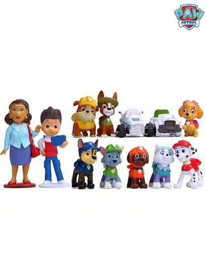  Mô hình đội cứu hộ chó Paw Patrol, búp bê nhồi bông trang trí xe hơi, đồ trang trí bánh kem, quà tặng trang trí nhỏ