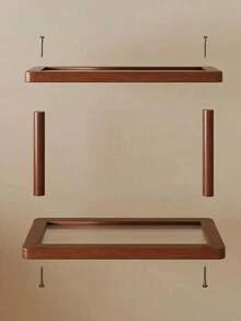 Two-Tier Bamboo Countertop Storage Rack - Easy To Assemble, With A Transparent Acrylic Base, An Elegant Storage Rack For Cosmetics, Perfumes, And Skincare Products, Suitable For Kitchen And Dining Room Storage, Can Hold Mugs And Water Cups - Natural Bamboo Surface, Space-Saving Home Decor And Countertop Storage Rack - Walnut - View 4