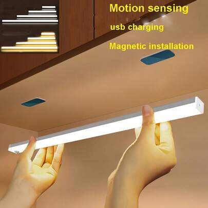 Đèn ngủ LED cảm biến chuyển động, đèn treo tường từ tính, thích hợp cho phòng ngủ, trang trí phòng, tủ quần áo, tủ đựng đồ, hành lang, cầu thang, phòng thay đồ và nhiều nơi khác, ánh sáng trắng ấm/trắng.