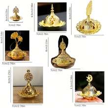 Ngẫu nhiên 3 chiếc Đế đựng hương nhỏ kiểu Ả Rập Trung Đông Golden Hollow/Đế đựng hương thơm bằng kim loại/Đế đựng hương gỗ đàn hương - Nhiều màu - Xem 7